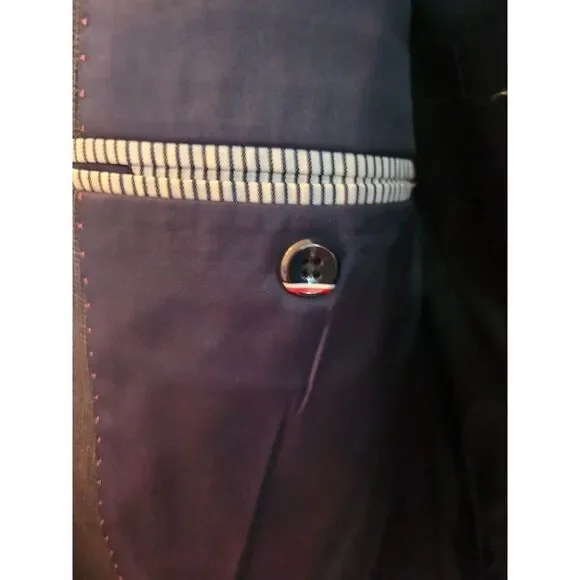 Tommy Hilfiger Mens Modern-Fit Chambray Navy‎ Weave Suit Separate Jacket 44 R